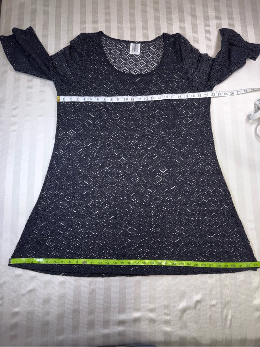 Miraclesuit Black Sheer Mesh Swim Cover-Up Tunic Dress Sz XL 3/4 Sleeves - Picture 8 of 14